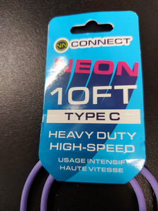 Connect USB to Type C Neon 10 ft Cable 12's (12.99)