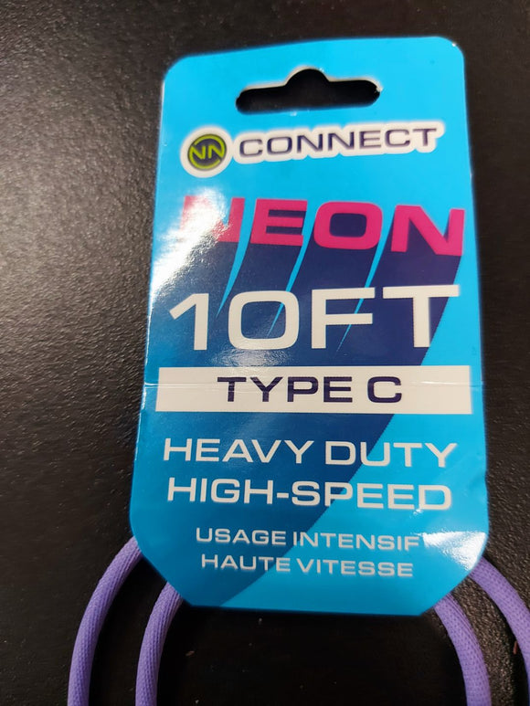 Connect USB to Type C Neon 10 ft Cable 12's (12.99)