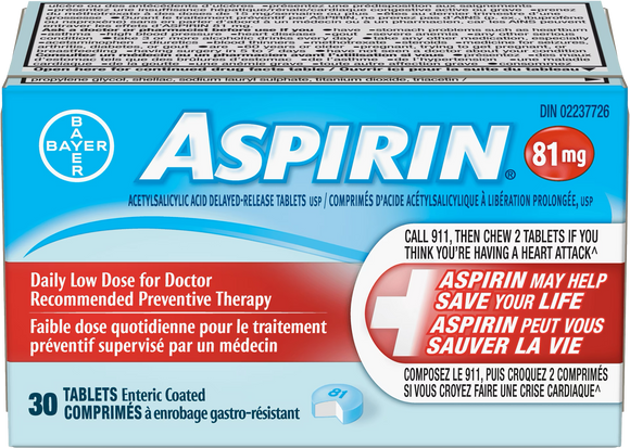 Aspirin 81mg 30ct  (9.99)