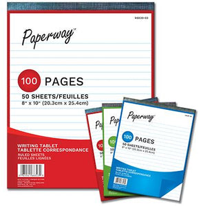 WRITING TABLET - 50 RULED 8" X 10" (2.99)